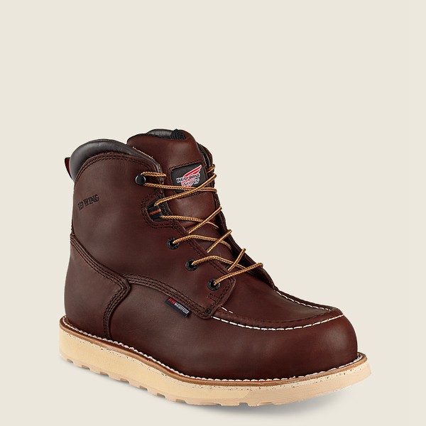 Red Wing Mens Work Boots - Traction Tred - 6-inch Waterproof Soft Toe - Brown - UZS407691